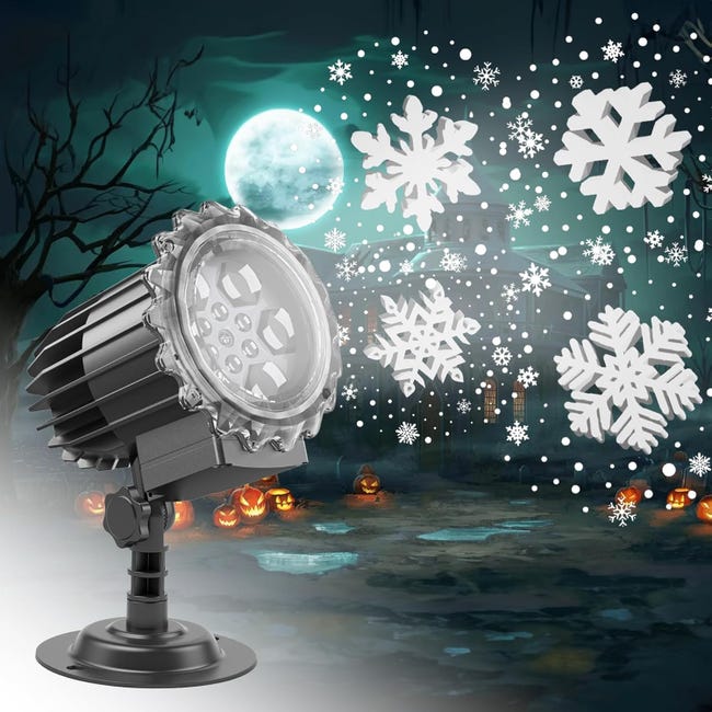 Projecteur De Flocons De Neige D'Extérieur Étanche 9 W, Modèle 3d, Idéal Pour La Décoration Du Sapin De Noël, Halloween, Les Fêtes Et Les Festivals.