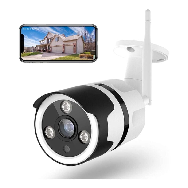 Camera Surveillance Wifi Extérieure, Fhd 1080p Camera Surveillance, Caméra Wifi Avec Vision Nocturne, Détection Mouvement, Audio Bidirectionnel, Métallique Ip66 Étanche