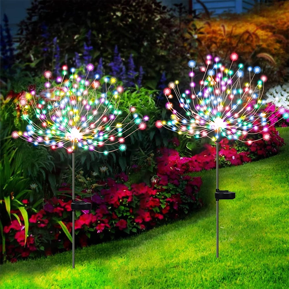 Lot De 2 Guirlandes Lumineuses Solaires Effet Feu D'Artifice, Éclairage Décoratif Extérieur Pour Jardin (180 Led), À Monter Soi-même, Idéal Pour Allées, Fêtes Et Décorations Du 4 Juillet. Multicolore.
