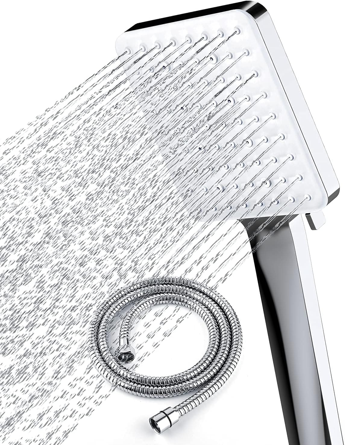 Pommeau De Douche Avec Flexible, Pommeau De Douche Haute Pression Avec Flexible De 1,5 M, Ensemble Pommeau Et Flexible Universel Avec 6 Modes De Jet, Chromé
