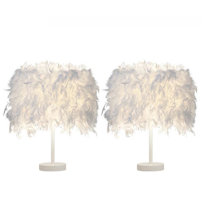 Lot De 2 Lampe À Poser En Plumes E27 Lampe De Eclairage Décor Pour Chevet Chambre Entrée (sku Du Produit : 92502118 Offre Sku : 731ctd17)