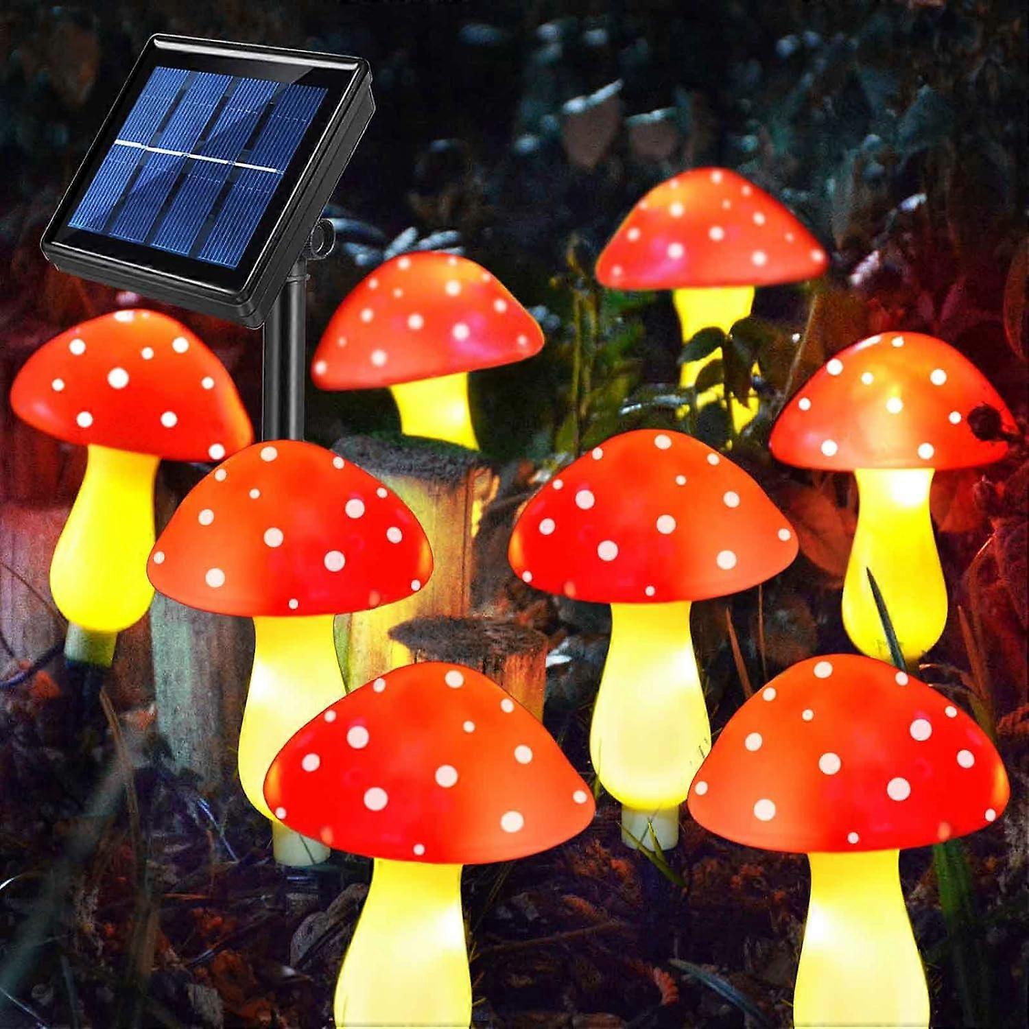 Ensemble De 8 Lampes Solaires Champignon Pour La Décoration Extérieure Du Jardin, 8 Modes D'Éclairage, Étanches, Pour Pelouse, Allée, Jardin, Cour, Pâques