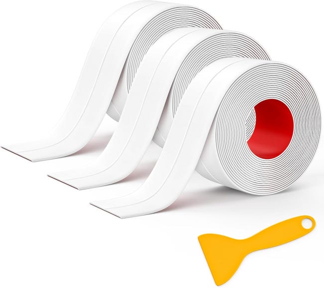Rouleaux De Ruban D'Étanchéité Pour Salle De Bain, Bandes De Calfeutrage Autocollantes, Ruban D'Étanchéité D'Angle Étanche (11 Pieds) (sku Produit : 97176142 Sku Offre : Mkh25.8.25-28)