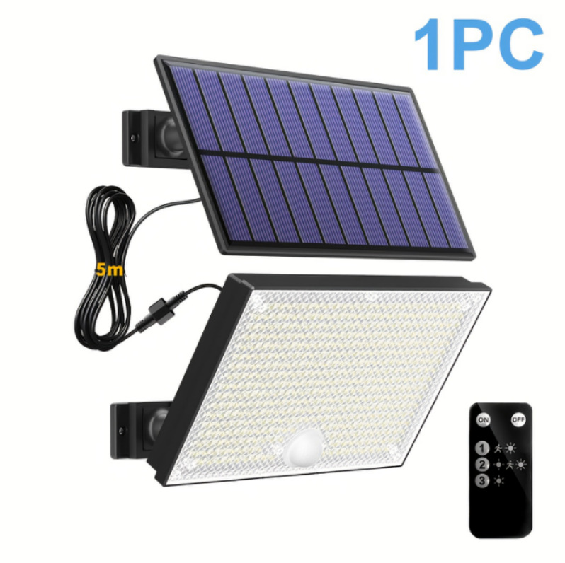 Lampe Solaire Exterieur Detecteur De Mouvement Avec Télécommande, Lumiere Solaire Ip65 Étanche Spot Solaire, 3 Modes Eclairaget Solaire
