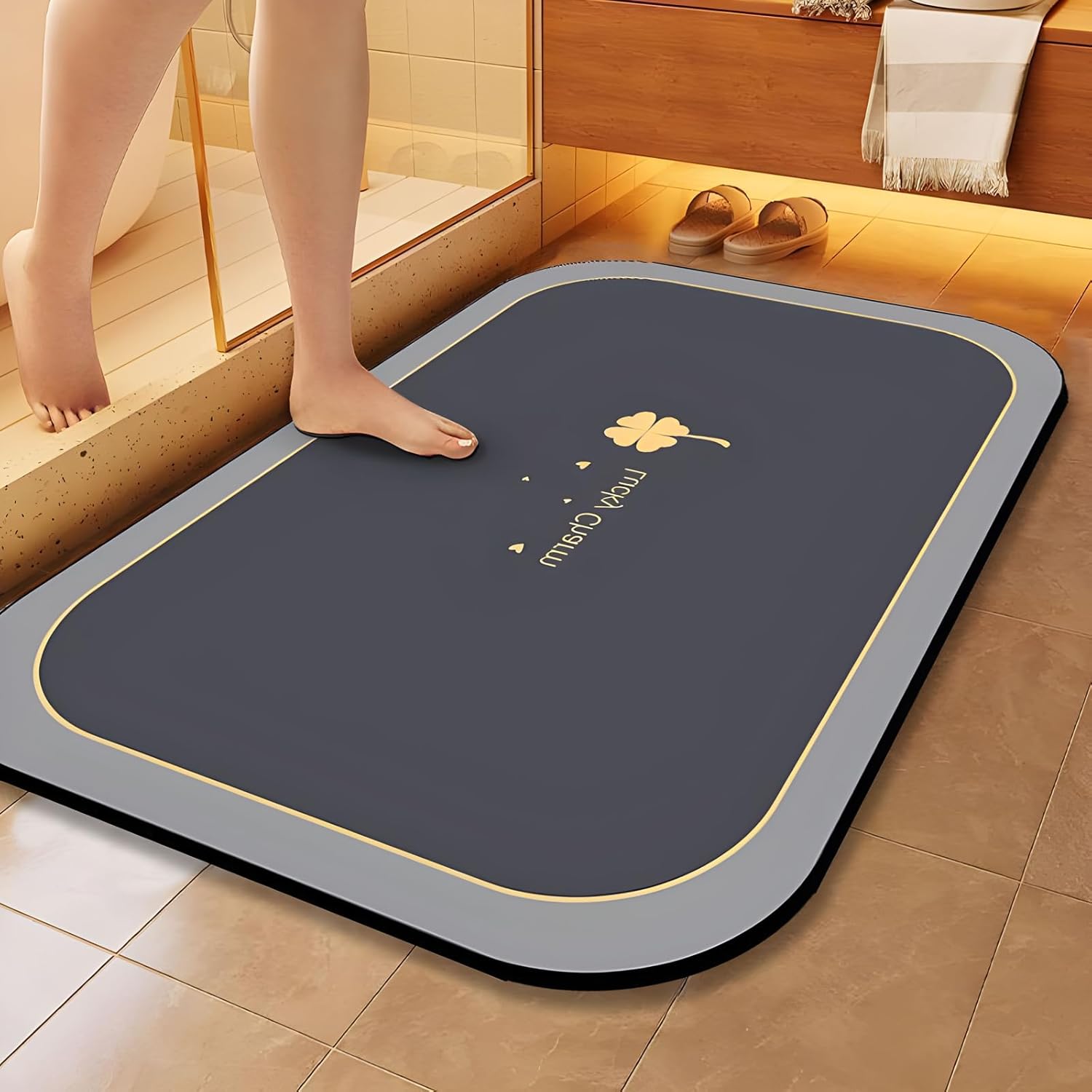 Tapis De Bain, Tapis De Douche En Terre De Silice Super Absorbant, Antidérapant, Facile À Nettoyer, Convient Pour La Salle De Bain, La Cuisine Ou Comme Tapis De Porte (50 X 80 Cm (19,7 X 21,5 Pouces))