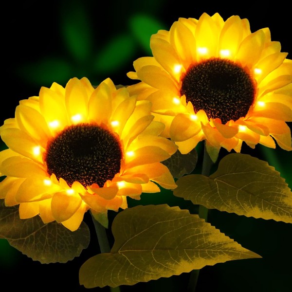 Lot De 2 Lampes Solaires Pour Décoration Extérieure, Fleurs Et Jardin - Étanche - Tournesol Pour Terrasse Et Pelouse [classe Énergétique A++]
