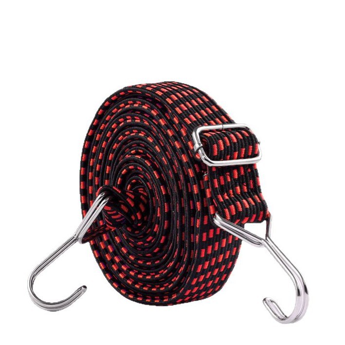 Cordon Élastique De 1 M - Crochet Intégré Et Sangle Plate - Multi-usage Pour Le Camping Et Le Transport - Noir/rouge, Lot De 2