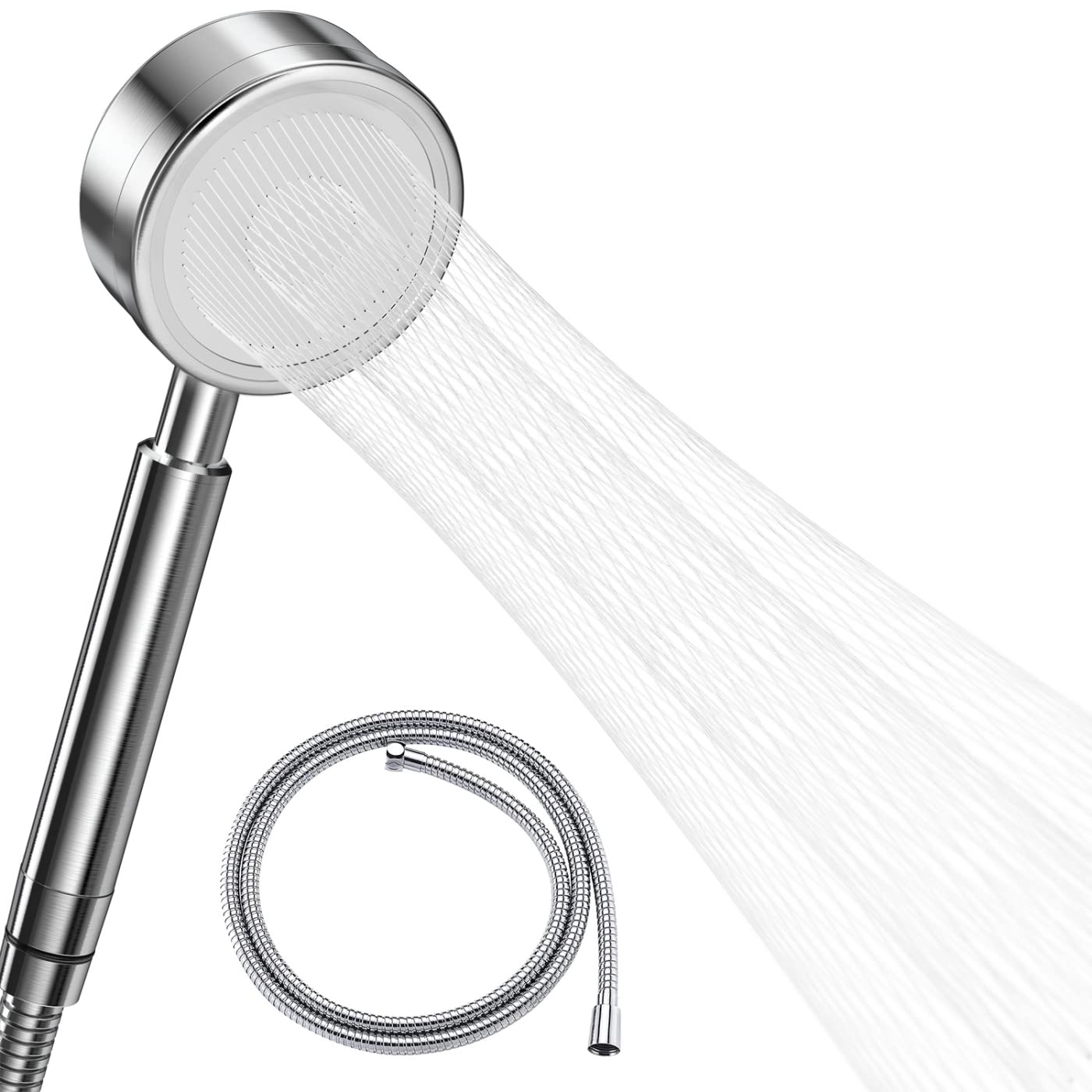 Pommeau Douche Haute Pression Avec Tuyau 1,5 M, Douchette Douche Salle De Bain En Acier Inoxydable 304 Economie D'Eau Installation Facile - Méthode De Jet En Forme De Taille