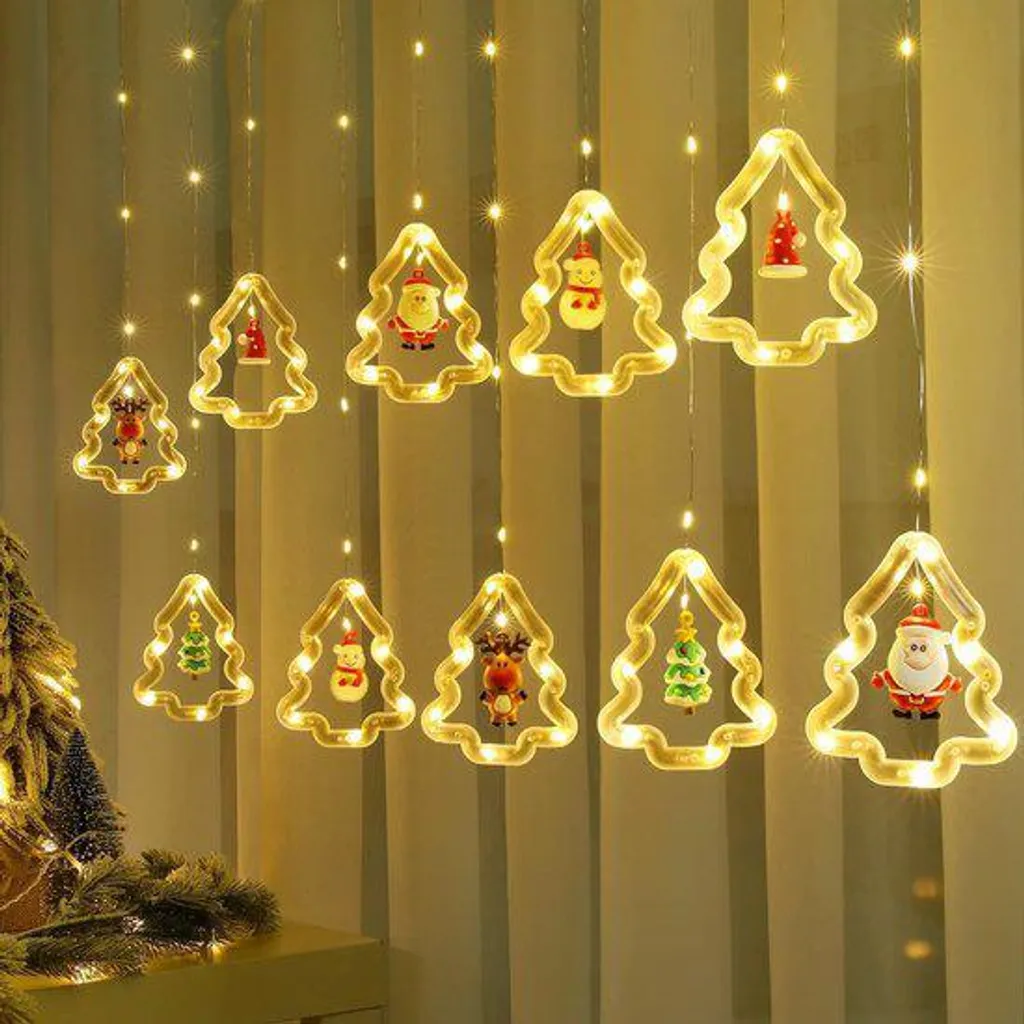 Innendekoration, Fensterdekoration, Christbaumschmuck, (warmweißer Weihnachtsbaum)