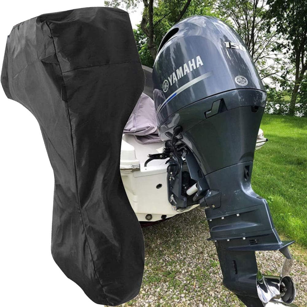 Outboard Motor Cover Waterproof Boat Engine Full Cover Suitable For Up-5hp/ 8-10hp/ 15-20hp/ 25-30hp/ 40-50hp/ 60-90hp/ 100-150hp Outboard Motor (splash-proof 420d Silver Coated, Cover Dimension 200 C