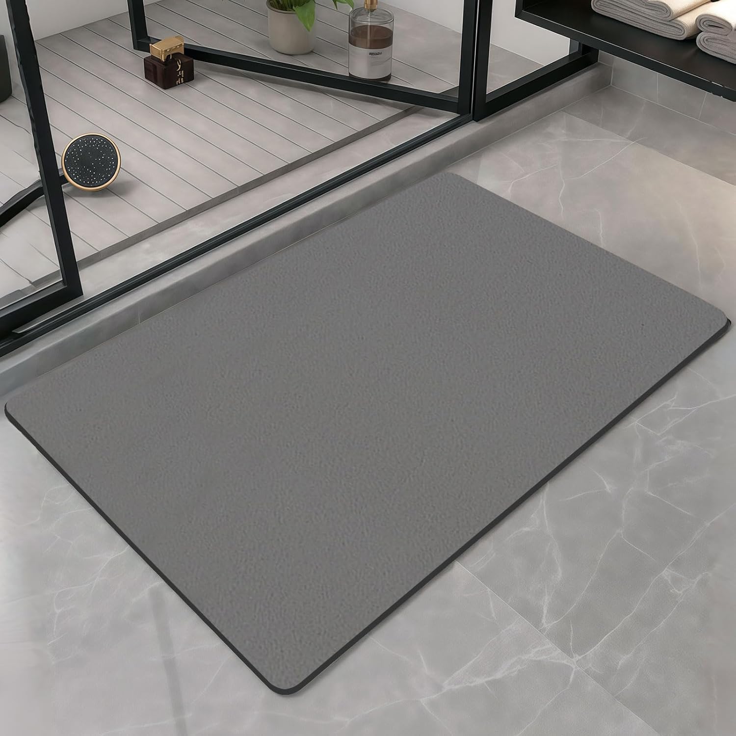 Tapis De Bain 40x60cm Gris - Tapis De Bain En Terre De Diatomée Super Absorbant, Antidérapant, Séchage Rapide, Microfibre Lavable, Convient Pour La Douche/baignoire