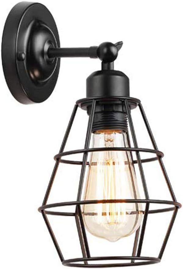 Applique Murale Vintage E26, Luminaire Industriel À Douille Réglable, Style Rustique, Cage Métallique, Lampe D'Intérieur Rétro (culot À Une Seule Lampe)