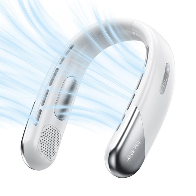 Ventilateur De Refroidissement Pour Le Cou, Flux D'Air Surround À 360 Degrés Avec 5 Vitesses Réglables, Climatiseurs Portables Légers