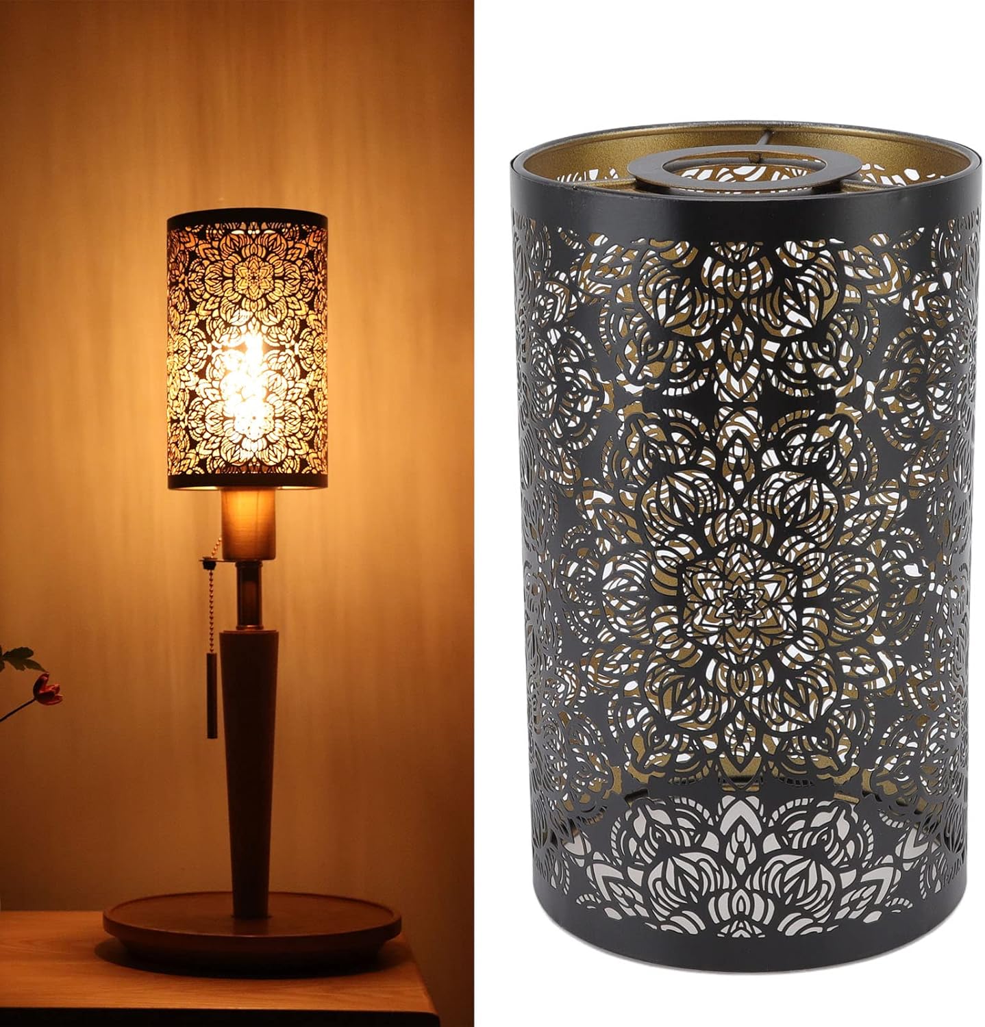 Abat-jour Pour Lampes De Table,abat-jour En Métal,décoratif Motif Cylindrique De Sculpture Sculpté Creux Fer Ombre Abat-jour Suspendu Pour E27-26
