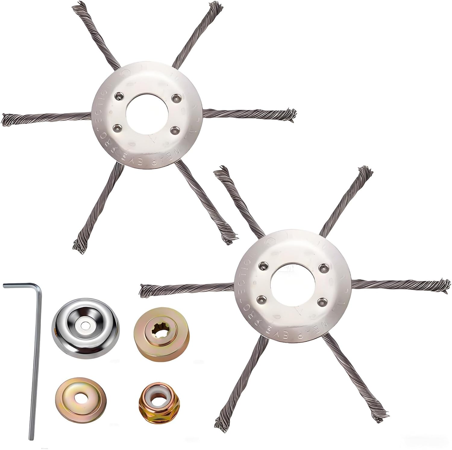 Lot De 2 Têtes De Débroussailleuse En Fil D'Acier, Lame Nouée De 180 Mm, Remplacement Universel Pour Tondeuse Diesel, Avec Vis De Montage