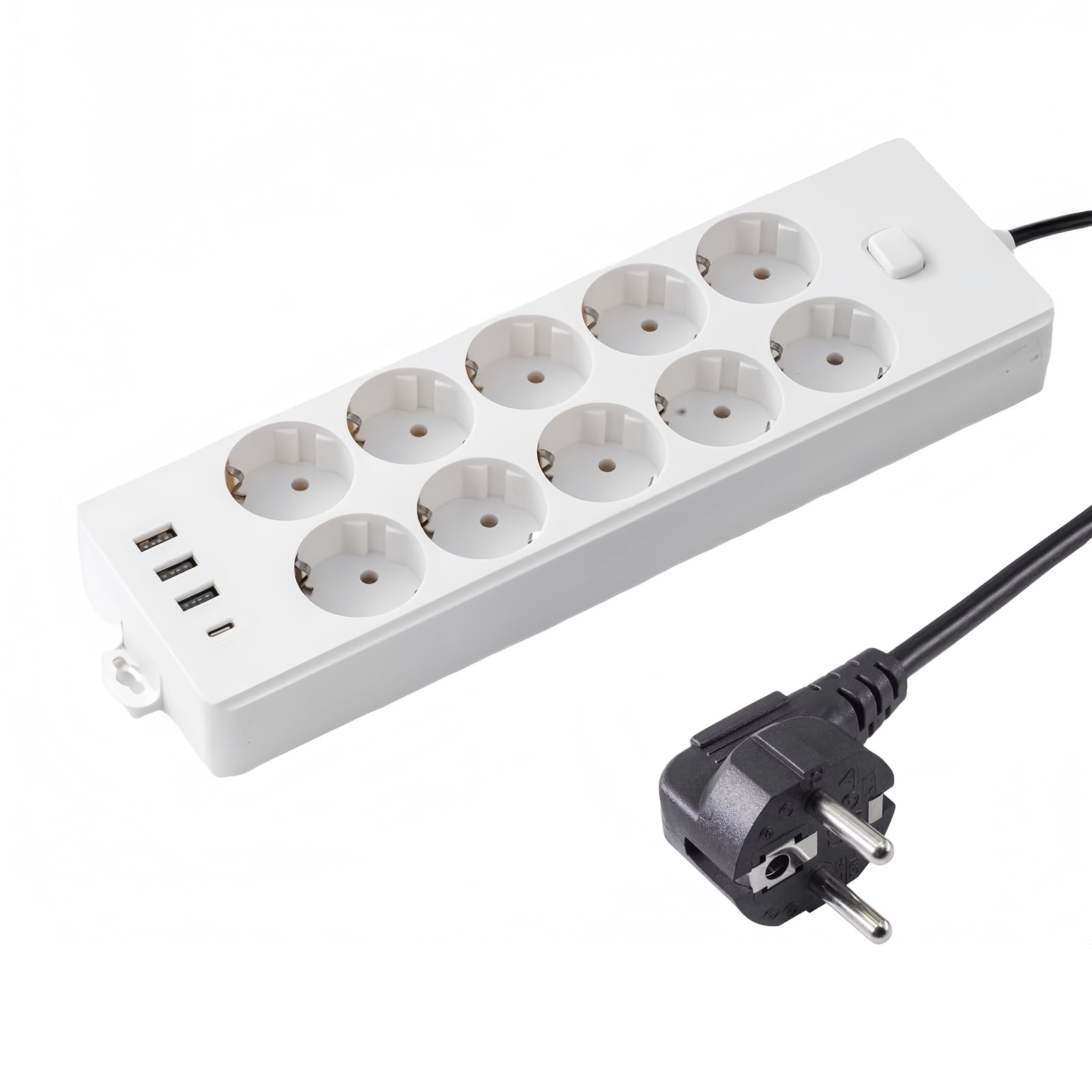 Multiprise 10 Prises Avec Usb-c Et 3 Usb-a : 14 En 1,câble 2m,mural,10a