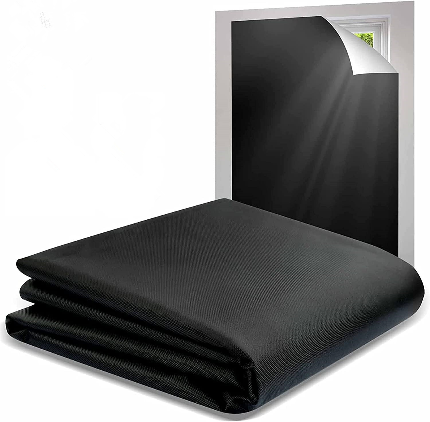 Store Occultant Sans Percage, 200x145cm, Tissu Isolant Thermique Intérieurs Rideau Opaque Pour Fenetre De Toit Chambre Bureau Voyage Caravane（tissu Occultant Uniquement, Noir）
