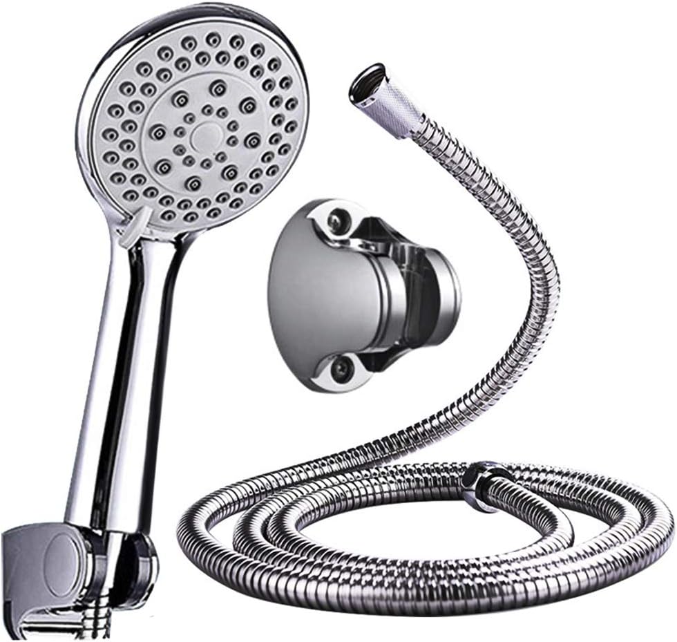 Pommeau De Douche Universelle ,douchette Douche 5 Modes + 1.5m Tuyau De Douche Flexible En Acier Inoxydable Chrome Anti Calcaire Filtrant Pour Salle De Bain (argent + Tube)