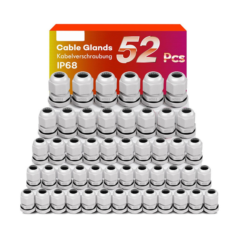 Lot De 52 Connecteurs De Câble Étanches Ip68 – M12 M16 M20 M25 – Connecteurs De Câble Pour Extérieur – Boîtes De Jonction – En Plastique Et Nylon