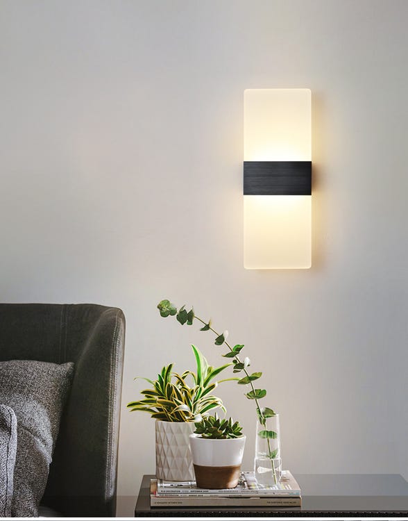 Lemroe Applique Murale D'Intérieur 12w Lumière Noire Et Blanche Brossée Applique Murale D'Intérieur Ac 85-265(v), Taille De La Lampe : 29114.5 Cm
