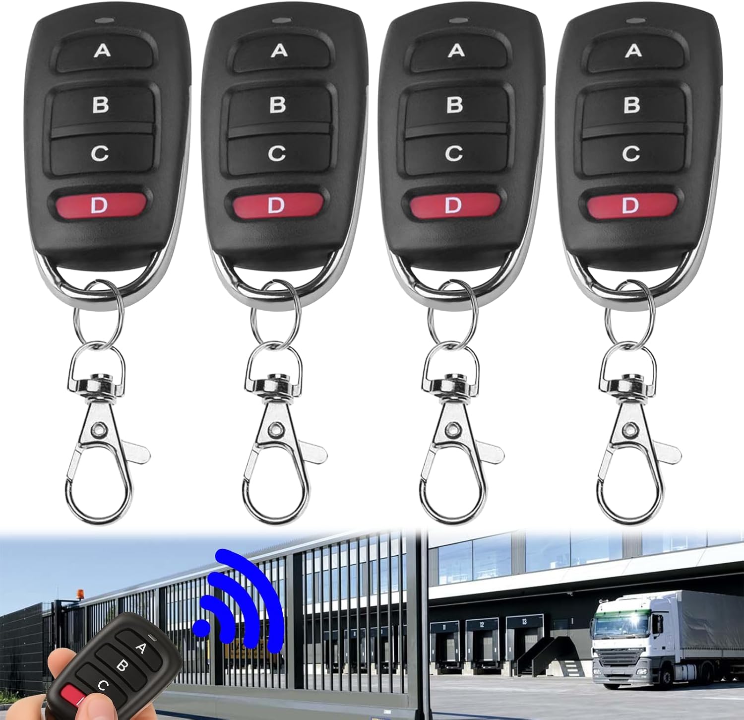 4pcs Telecommande Portail Universelle, Duplicateur Multicode À 4 Boutons 433 Mhz, Telecommande Garage Bip Portail Universelle Pour Porte Électrique Pour Porte De Garage