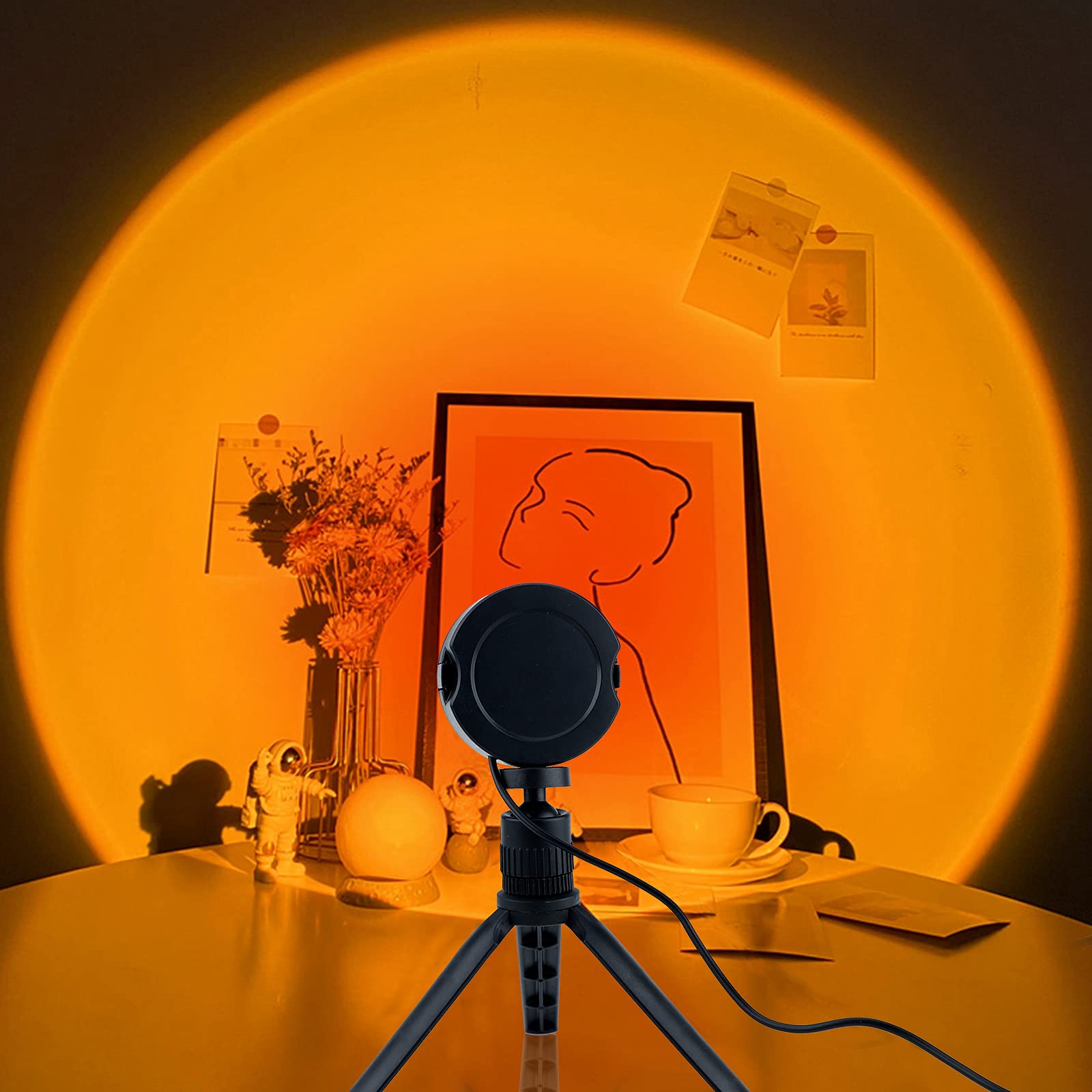 Lampe Coucher De Soleil, Sunset Aura Projection Lamp, Luminosité Réglable Romantique Led Light Rainbow Lampe, Pour Anniversaire Fête Salon Chambre
