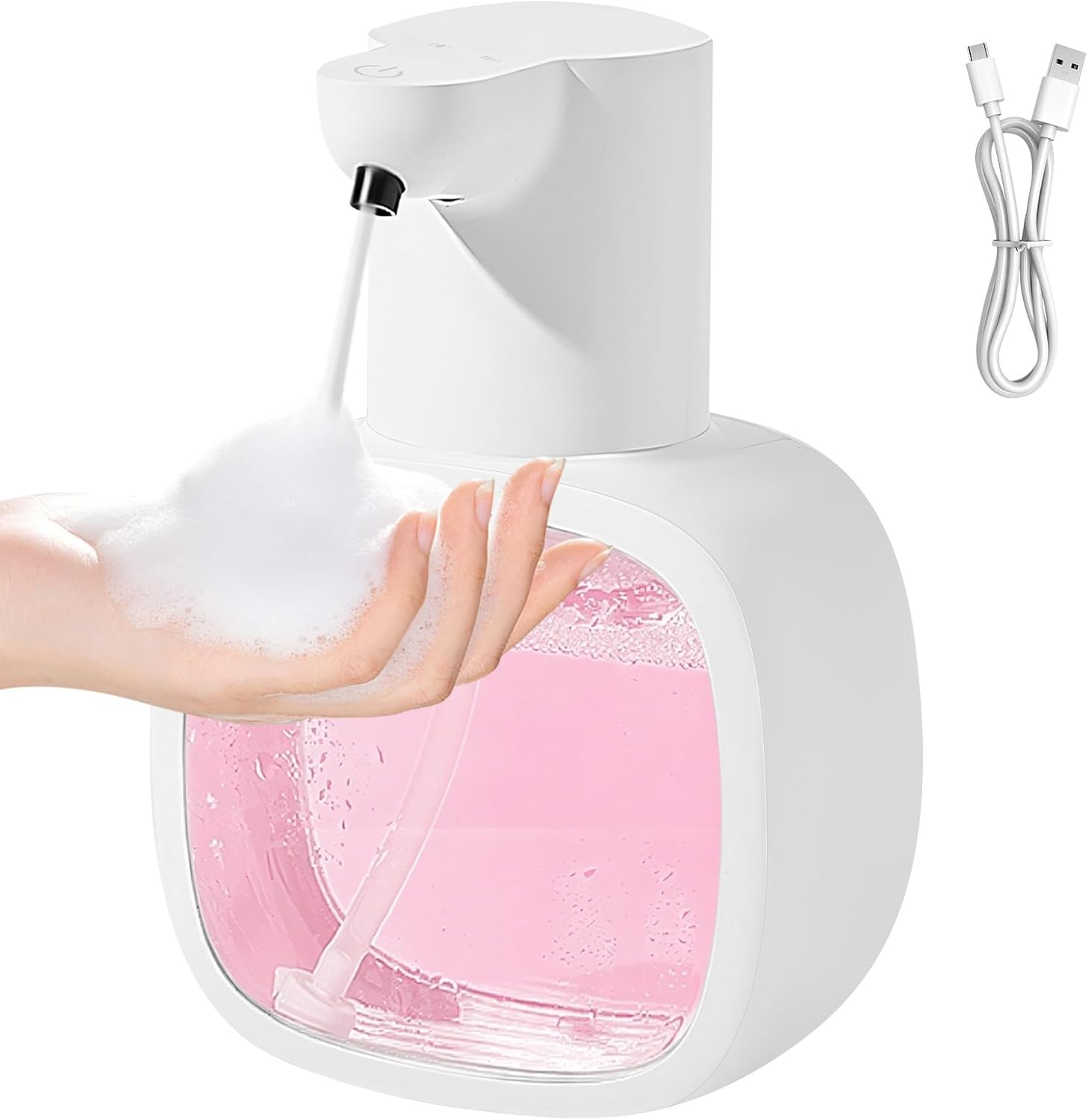 Distributeur De Savon Mousse Automatique 500ml, Dispensateur Gel Douche Mural Sans Contact Rechargeable Étanche Ipx5 Avec Capteur & 4 Niveaux Réglables Pour Cuisine, Salle Bain, Domicile Et Bureau