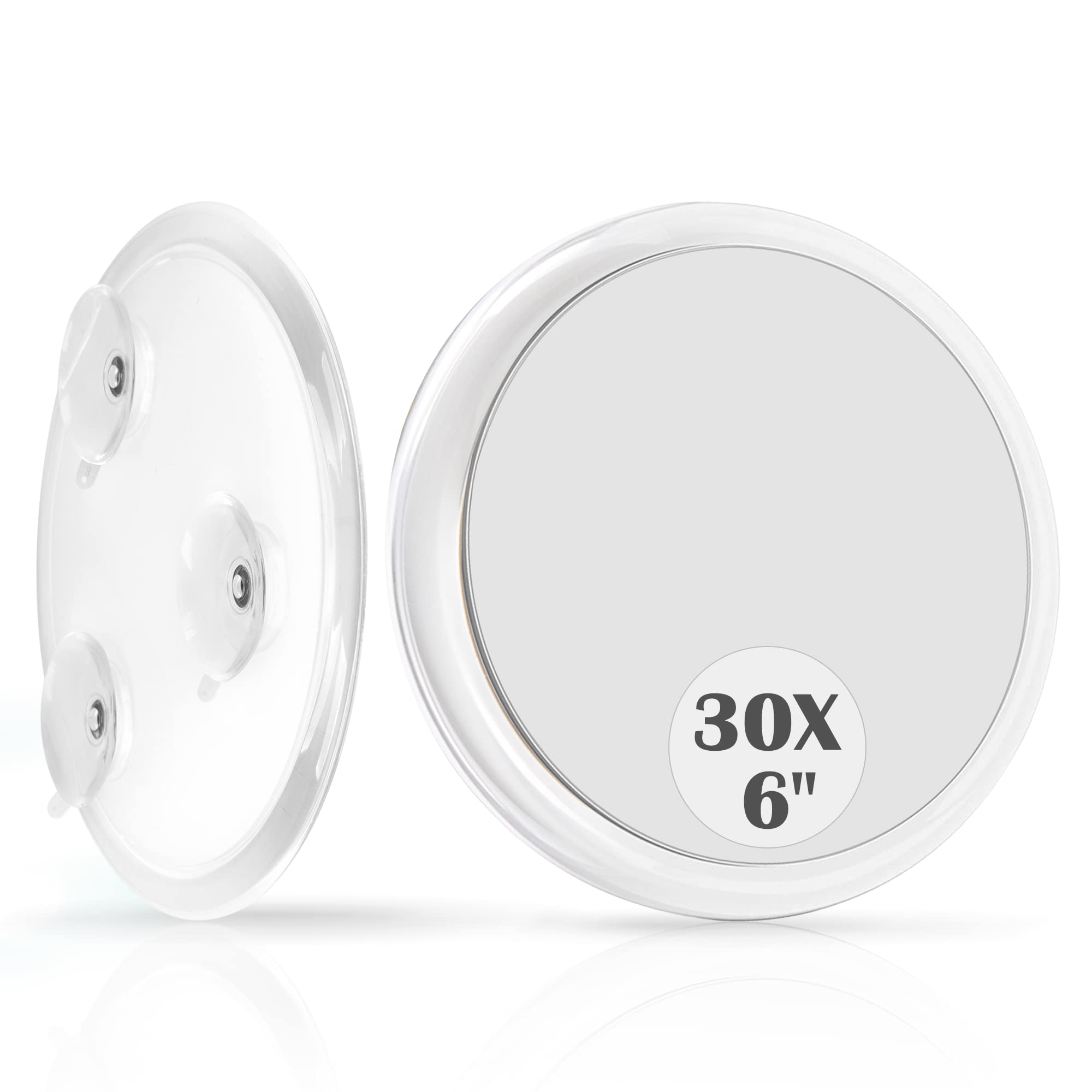 Miroir Grossissant X30 À Ventouses, Idéal Pour Le Maquillage, La Chambre, La Salle De Bain Et Les Voyages, 15 Cm
