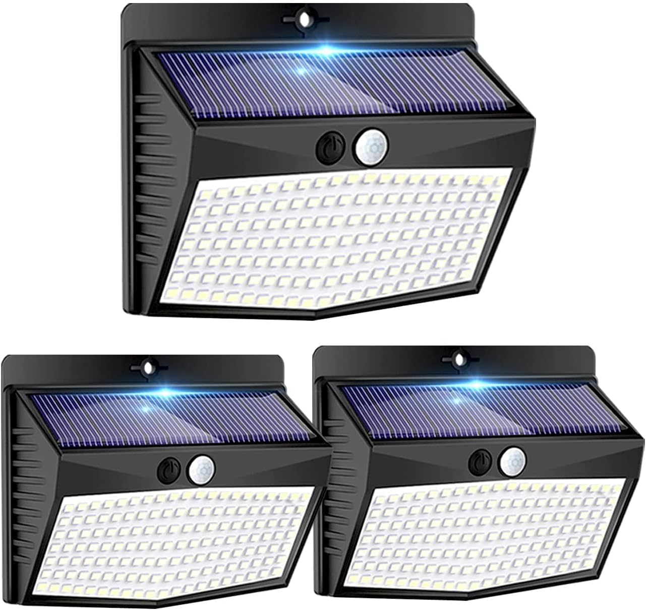 Lampe Solaire Extérieur Détecteur De Mouvement【lot De 3 De 138led】lumière Solaire Extérieur Étanche Sans Fil 3 Modes Spot Led Solaire Éclairage