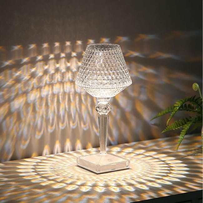 Lampe De Chevet Chambre Tactile, 3 Couleurs Lampe Chevet Tactile Cristal, Lampe De Chevet Led Rechargeable, Lampes De Table
