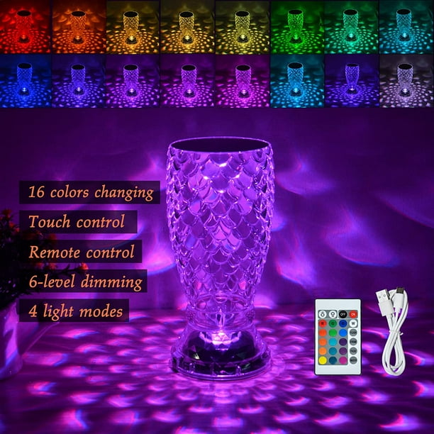 Lampe Tactile Rechargeable, Veilleuse Rgb À Couleurs Changeantes, Lampe De Table Led Romantique En Forme D'Écailles De Poisson Avec Port Usb, Idéale Pour La Chambre, Le Salon, Les Soirées Et Les Dîner