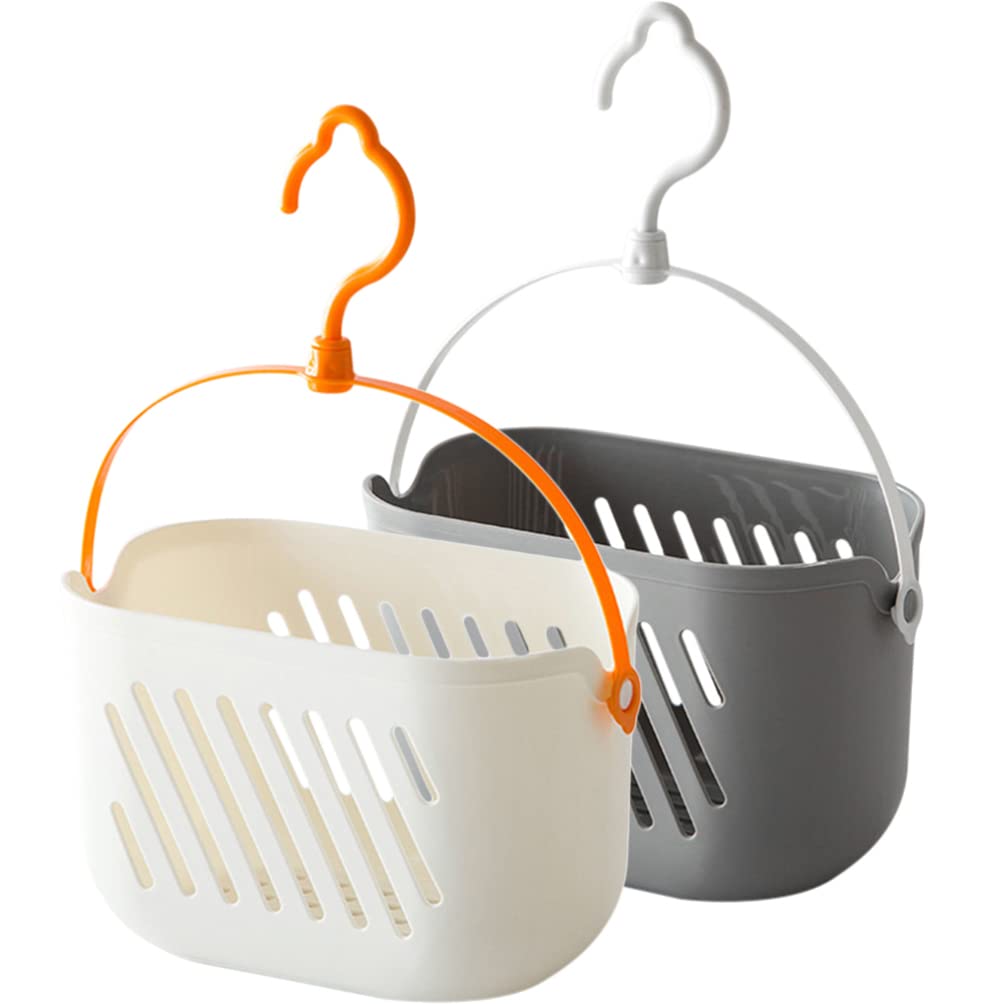Lot De 2 Paniers De Rangement Suspendus En Plastique, Avec Crochet, Pour La Douche, La Cuisine, Le Gingembre, L'Ail Et Les Légumes. Idéal Pour Ranger Les Jouets De Salle De Bain Et De Cuisine.