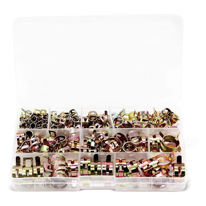 Lot De 100 Colliers De Serrage À Ressort, Clips De Serrage Réglables Pour Tuyaux De Duretés 6 Mm/7 Mm/8 Mm/9 Mm/10 Mm/11 Mm/12 Mm/14 Mm/15 Mm/17 Mm