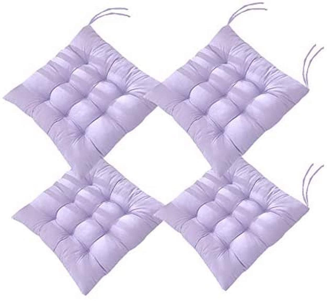 Lot De 4 Coussins De Chaise Avec Attaches Pour Salle À Manger, Jardin, Terrasse, Cuisine, Salle À Manger, 40 X 40 Cm (violet)