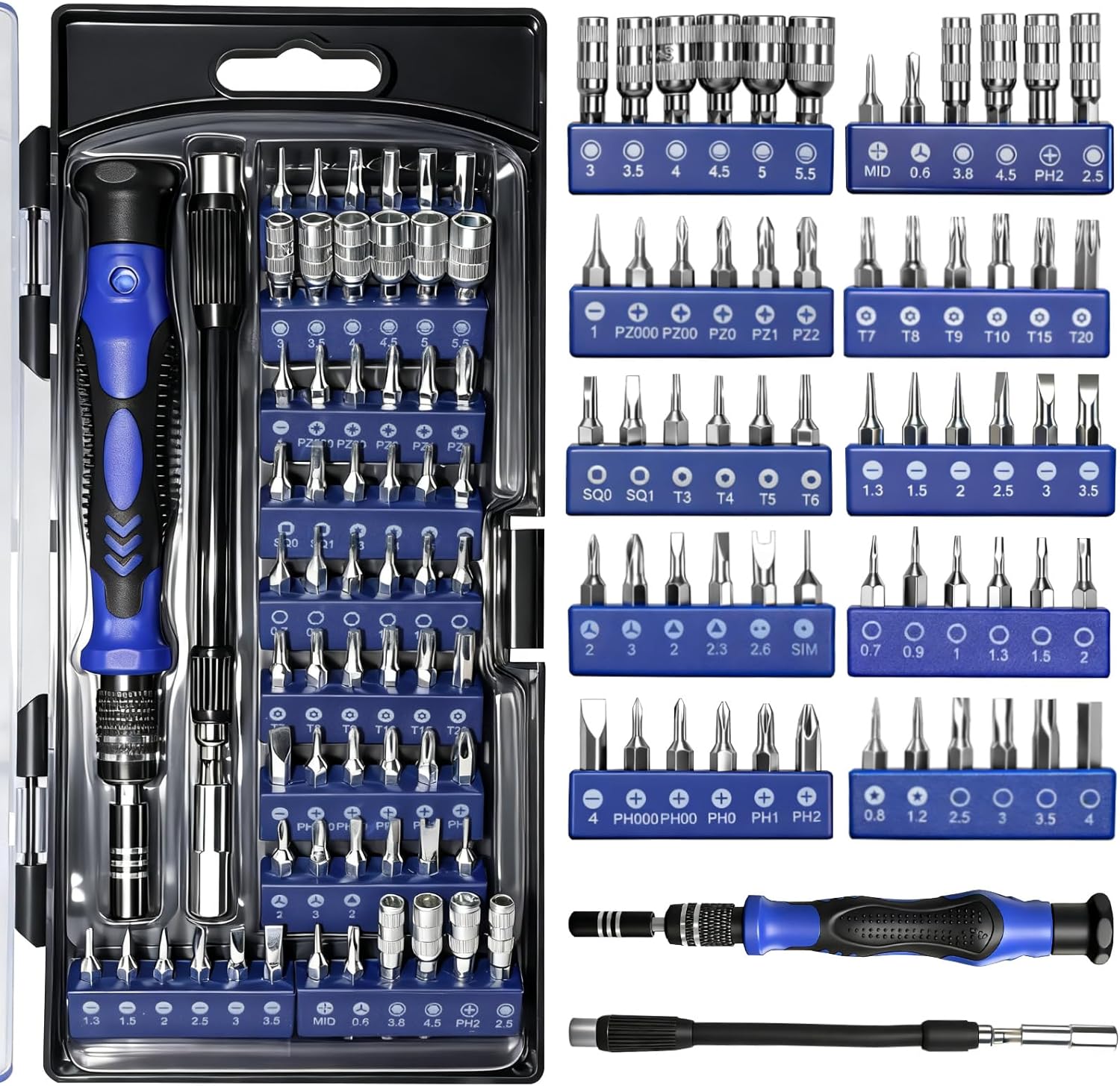 Coffret De Tournevis De Précision 62 Pièces, Embouts Magnétiques Et Poignée Antidérapante - Kit Professionnel Pour L'Électronique Et Le Bricolage.