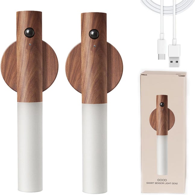 Veilleuse À Détecteur De Mouvement 2ps, Portable, À Piles, Magnétique, Amovible, Sans Fil, Rechargeable, Pour L'Intérieur (sku Produit : 96854880 Sku Offre : Mkh25.7.24-16)