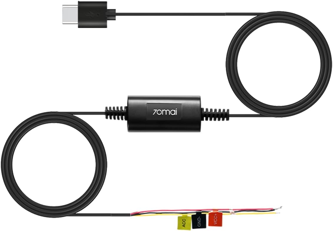 Kit De Câblage 70mai Up03 Pour Caméras Embarquées 4k Omni/x800, M310, A800se, A410 Et A510, Câble Usb-c De 3 M (10 Pieds), 12-30 V Vers 5 V/2,4 A