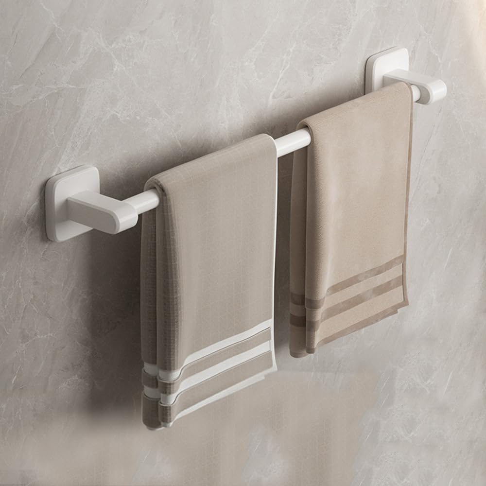 Porte-serviettes Mural 40 Cm Blanc - Support Serviettes Sans Percage En Aluminium Pour Salle De Bain Et Cuisine