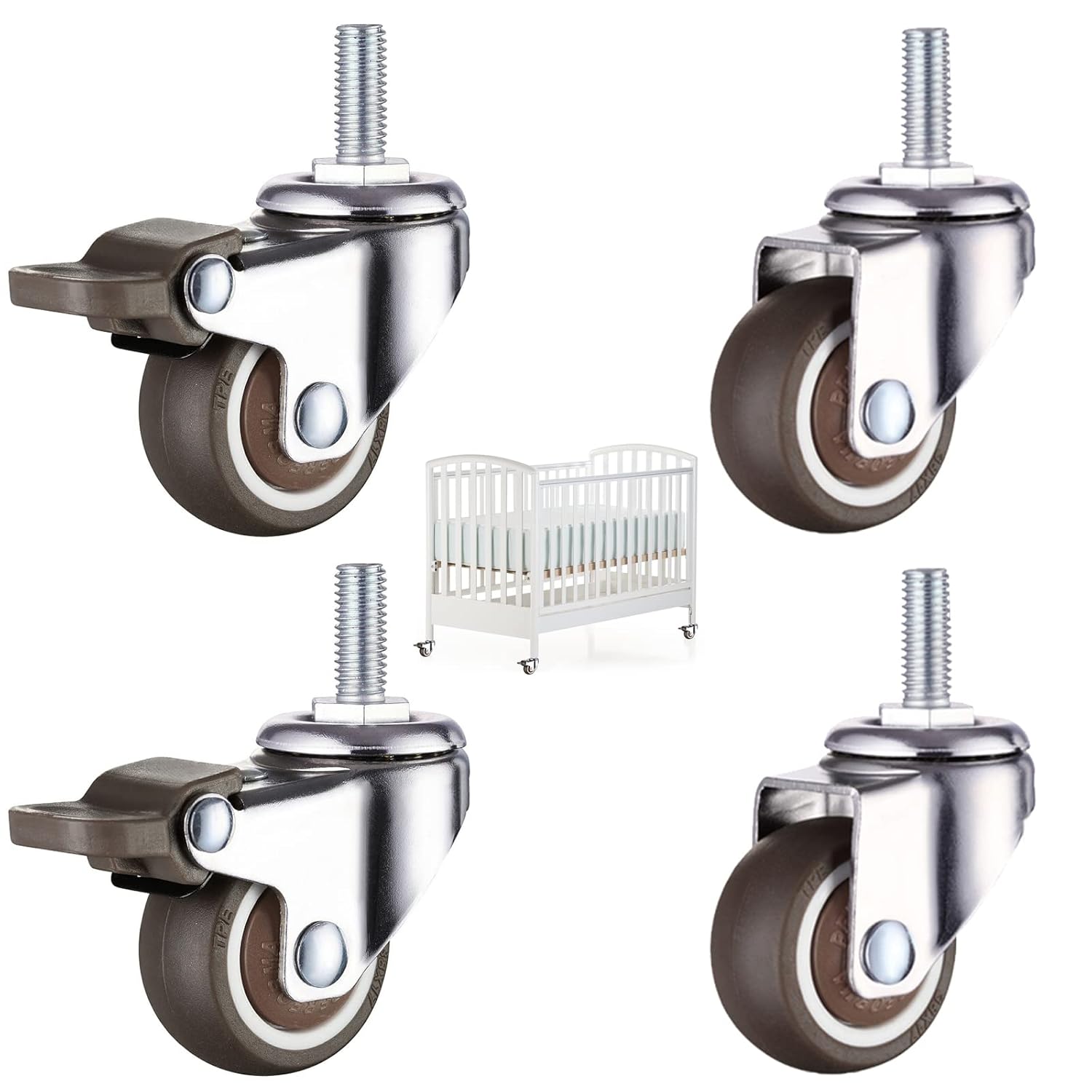 Roulettes Pivotantes 4 Pièces Pour Meubles Roulettes M8 Avec Frein Roulettes De Meubles Petites Roulettes, Capacité De Charge De 40kg