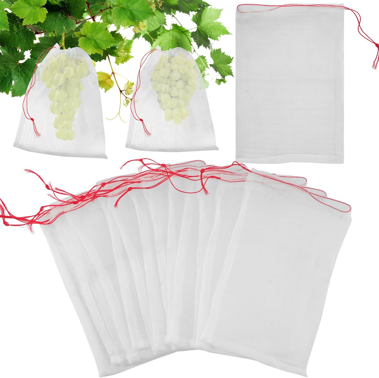 Lot De 20 Sacs De Protection Pour Fruits, 20 X 30 Cm, En Filet De Protection Pour Plantes De Jardin (fraises, Raisins, Légumes), En Nylon Avec Cordon De Serrage.