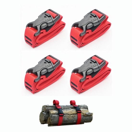 4-stuks Bagageband - Nylon Gespband Voor Buiten - Bevestigingsband Voor Lading - 1002,5 Cm - Gemakkelijk Mee Te Nemen - Geschikt Voor Korte Trips, Het Vervoeren Van Bagage, Outdooravonturen En Het Bun