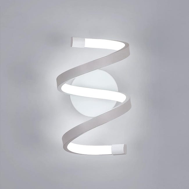 Goeco Applique Murale Led Interieur, Lampe Murale 18w Spirale Blanche, Luminaire Mural Moderne Pour Chambre Couloir Bureau Lumière Blanc Froid 6500k