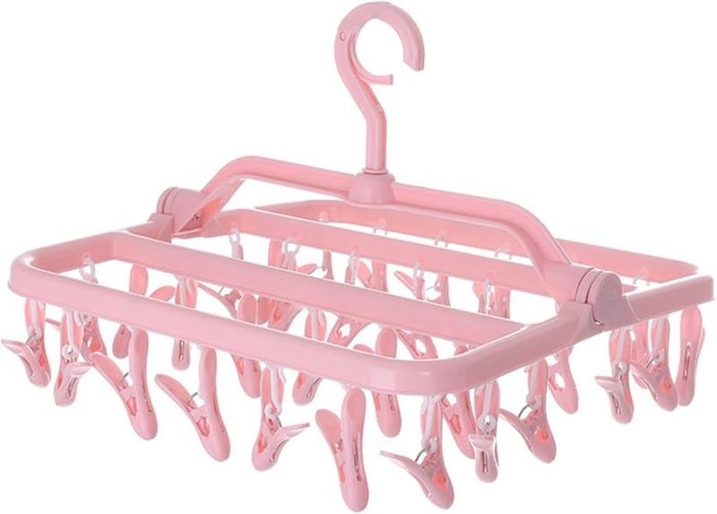 Etendoir Chaussette, Etendoir Linge Avec 32 Pinces, Sechoir A Linge Pliant Suspendu, Etendoir Linge Interieur Extérieur
