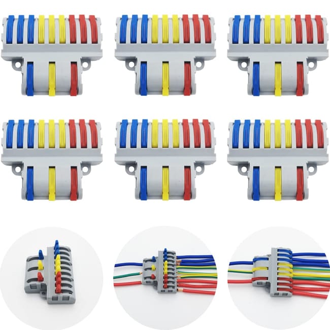 Connecteur Electrique, 6 Pcs Spl-93 Bornes De Connexion, Connecteur Electrique Rapide, Compact Connecteur Ressort Bornier (3 In 9 Out)