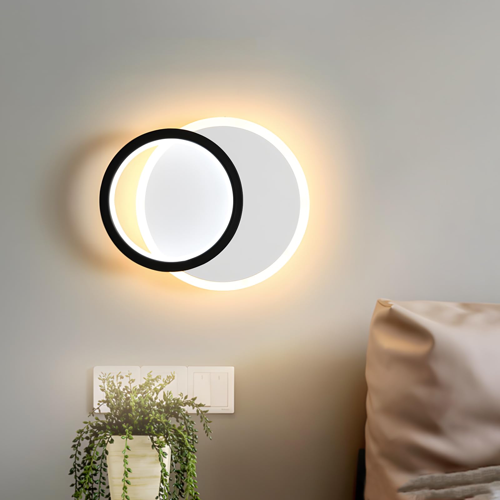 Applique Murale Led 16w 1800lm,3 Températures De Couleur (3000k/4000k/6000k),luminaire Moderne Pour Salon,chambre,escalier,couloir,110-240v