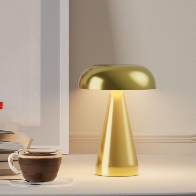 Lampe De Table Led Portable,lampe De Table En Métal Sans Fil,lampe De Table Rechargeable Avec Contrôle Tactile 3 Couleurs Pour La Salle À Manger (or)