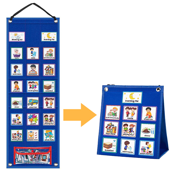 Visual Timetable, Daily Routine Chart For Children With 70 Pcs Pecs Cards Now And Next Board For Kids Autism Aids Adhd Asd For Home Preschool