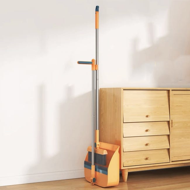 Bomclap Ensemble Balai Et Pelle De Cuisine, Magnifique Outil De Nettoyage Orange, Ensemble Balai À Angle Réglable