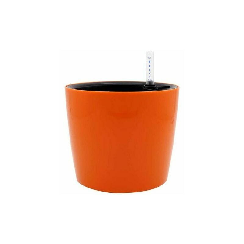 Round Self Watering Flower Pot With Water Indicator For Indoor Or Outdoor Use Plastic Planter (orange)