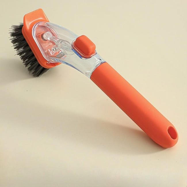 Brosse À Vaisselle Avec Distributeur De Savon (avec Manche) - Brosse De Nettoyage De Cuisine (orange)